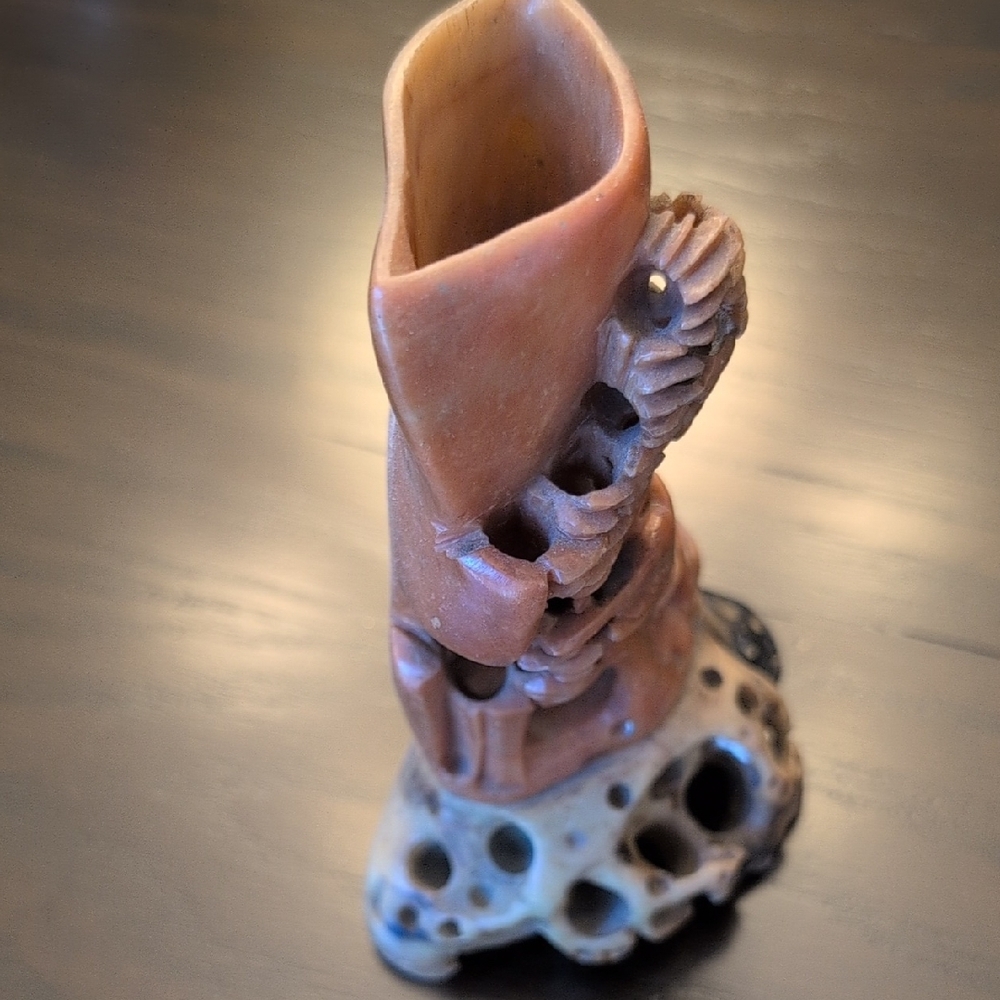 Vintage Artistic Brown/Salmon and Tan Soapstone Sculpture - Picture 2 of 16